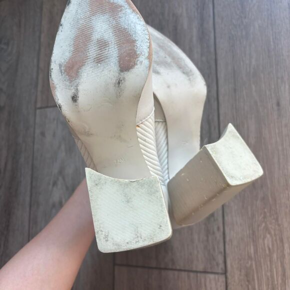 steve madden cream leather sock boot pointed toe block heel size 7.5 - Picture 5 of 6